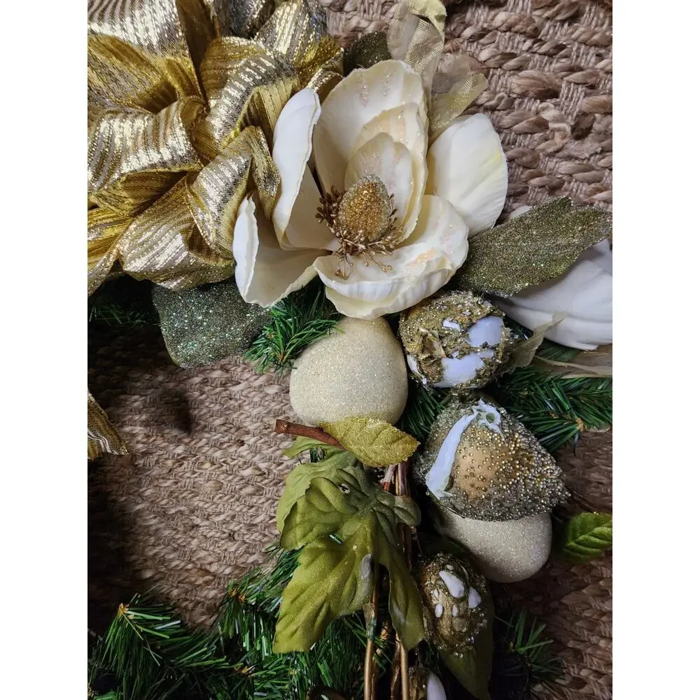 Wreath Christmas Angel Cherub Gold 25